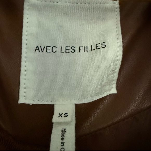 Avec Les Filles brown oversized vegan leather puffer jacket Size: XS - Picture 4 of 5
